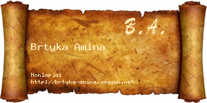 Brtyka Amina névjegykártya